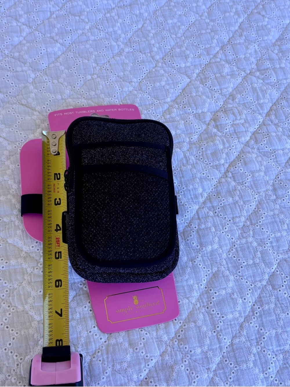 Simply Southern Mini Crossbody Bag Black Glitter with Pink Accent - Picture 13 of 17